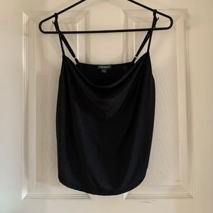 Black cowl neck top